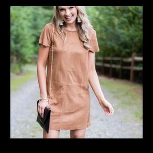 Camel Brown Faux Suede Dress